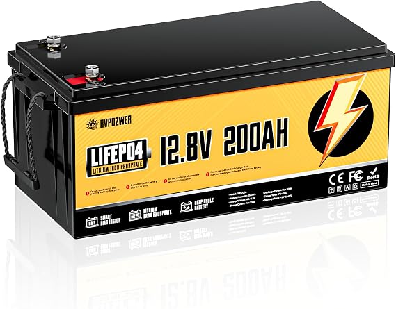 12V 200Ah LiFePO4 Battery, Built-in 200A BMS, 15000 Deep Cycles, 2560Wh,Low Temp Protection Lithium Iron Phosphate Battery for Home Energy, RV, Trolling Motor, Marine, Solar, Off-Grid