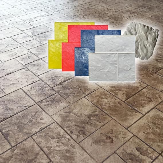 Concrete Stamps Mats Set of 5 - Decorative Concrete Ashlar Slate Stone Mats 24" x24 - Durable Polyurethane, Flexible & Rigid Forms for Driveways and Patios Made in USA (SM 3005/S-5)