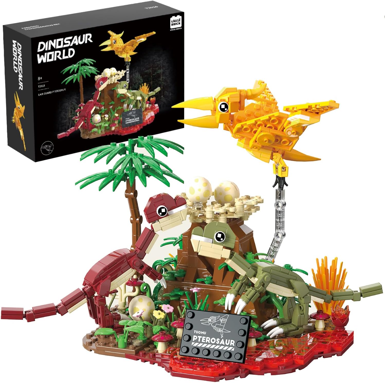 Dinosaur World Building Blocks Set Pterodactus Dinosaur Park Set for Boys 8-12 Years Old Pterodones and Volcano Landscape Building Set Home or Office Decor Set for Boys 8-14 559 Pieces