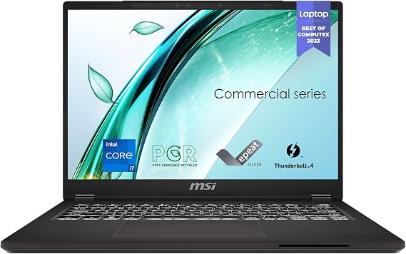 msi Commercial 14 H Professional Laptop: 13th Gen Intel Core i7, 14 60Hz Display, Intel Iris Xe, 16GB DDR4, 512GB NVMe SSD, Eco-Friendly, Fingerprint Reader, Win 11 Pro: A13MG vPro-009US