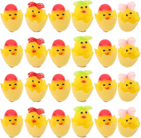 Vaguelly 24pcs Easter Chicken Decorations Realistic Cute Mini Chicks for Spring Party Cake Decoration and Basket Fillers Farm Animal Figurines for DIY Crafts Table