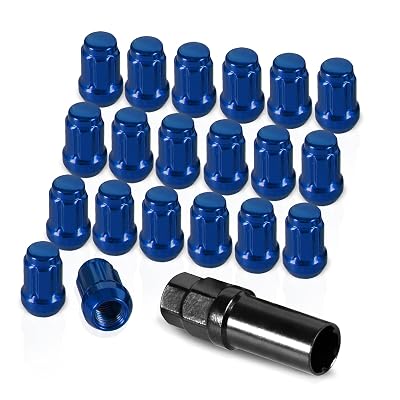 20 Pack 1.38 inches Wheel Lug Nuts M12x1.5 Spline Close End Lug Nuts with Socket Key Compatible with Chevy Impala Malibu Honda Accord Civic CRV Acura TSX Blue