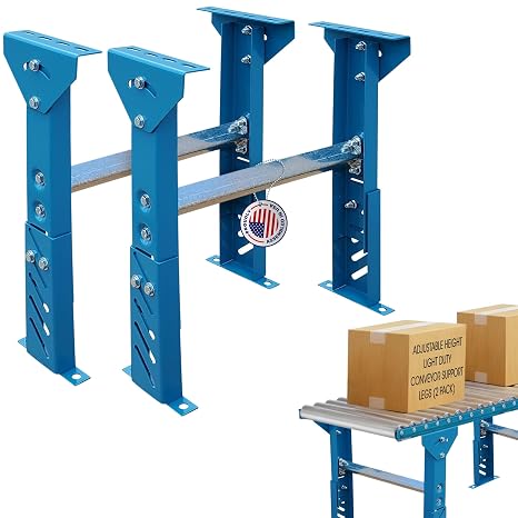 Ultimation Conveyor Support Legs - 2 Pack Heavy Duty Adjustable Stand, Height 26-1/4" to 32-1/4" Top of Leg, Suits 18" Wide Conveyors, Table Saw/Roller Stand for Woodworking, Trailer, Workshop