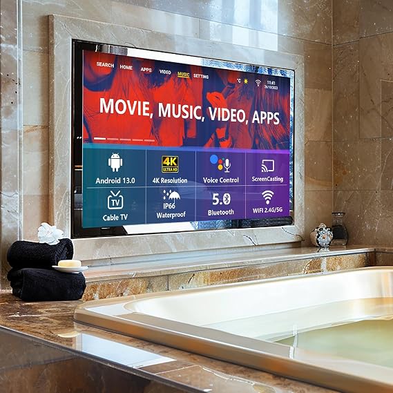 Luxury 32" Smart Bathroom Mirror Android 13 TV