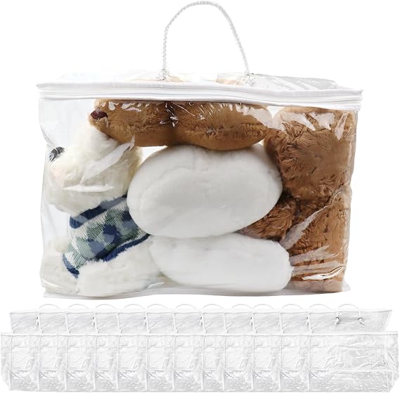 12Pcs Toy Storage Bags with Zipper, 15.7x11.8' Clear PVC Toy Organiser Bags