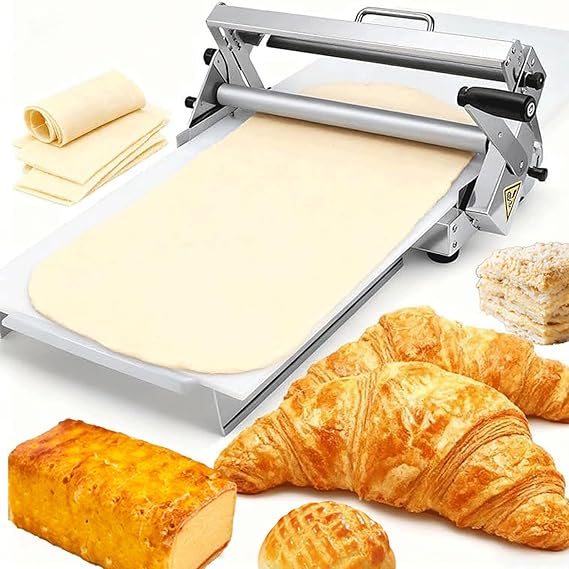 Manual Dough Sheeter Machine, Croissants Dough Puff Pastry Sheeter and Fondant Roller, Easy Cleaning, Adjustable Thickness Laminadora De Masa, Dough Laminator for Home or Small Commercial Kitchens