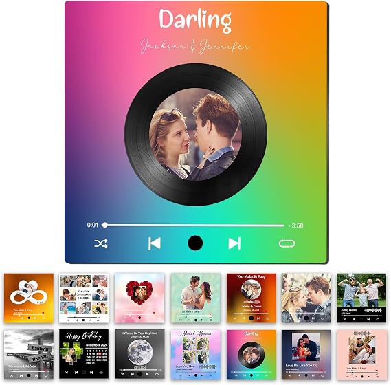 Custom Music Fridge Magnet with Photo Personalized Song Album Refrigerator Magnets Customized Spotif Plaque Magnet Gifts for Couples Music Lovers