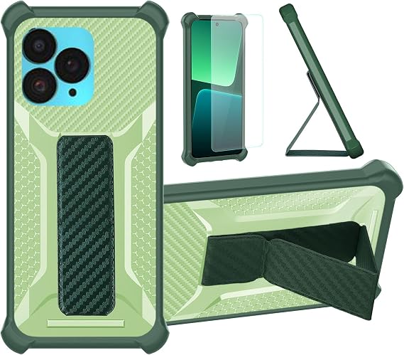 Aroepurt Case for Nuu B30 Pro S6702X Phone Case Stand Cover [with Tempered Glass Screen Protector] Hybrid Case [Folding Support Magnetic] [Frosted Anti-Fingerprint] Green