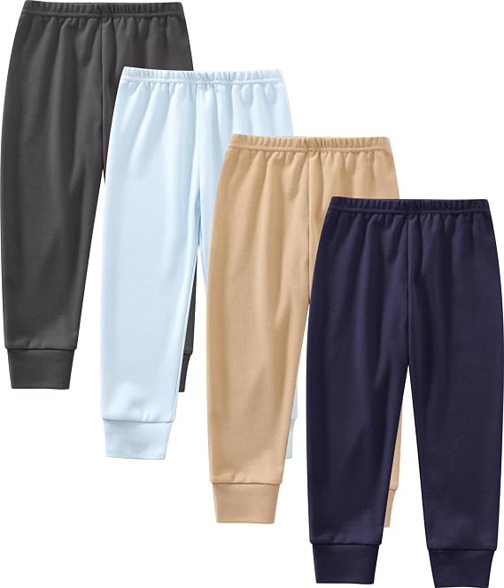 Toddler Boys Cotton Pants, 4-Pack Sweatpants Joggers for 2-6 Years