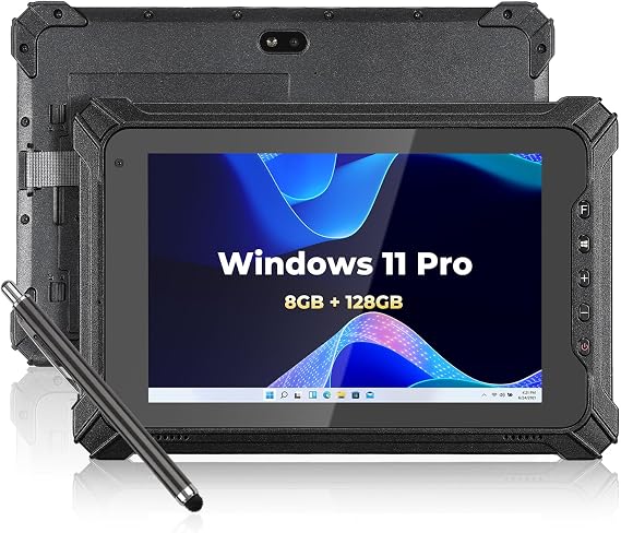 MUNBYN 2026 Rugged Windows Tablet IRT06, 8" Windows 11 Pro, 8GB+128GB Tough Tablet, 700nit Sunlight Readable, Intel N5100 Rugged PC for Construction, Industrial, 2Y Protection