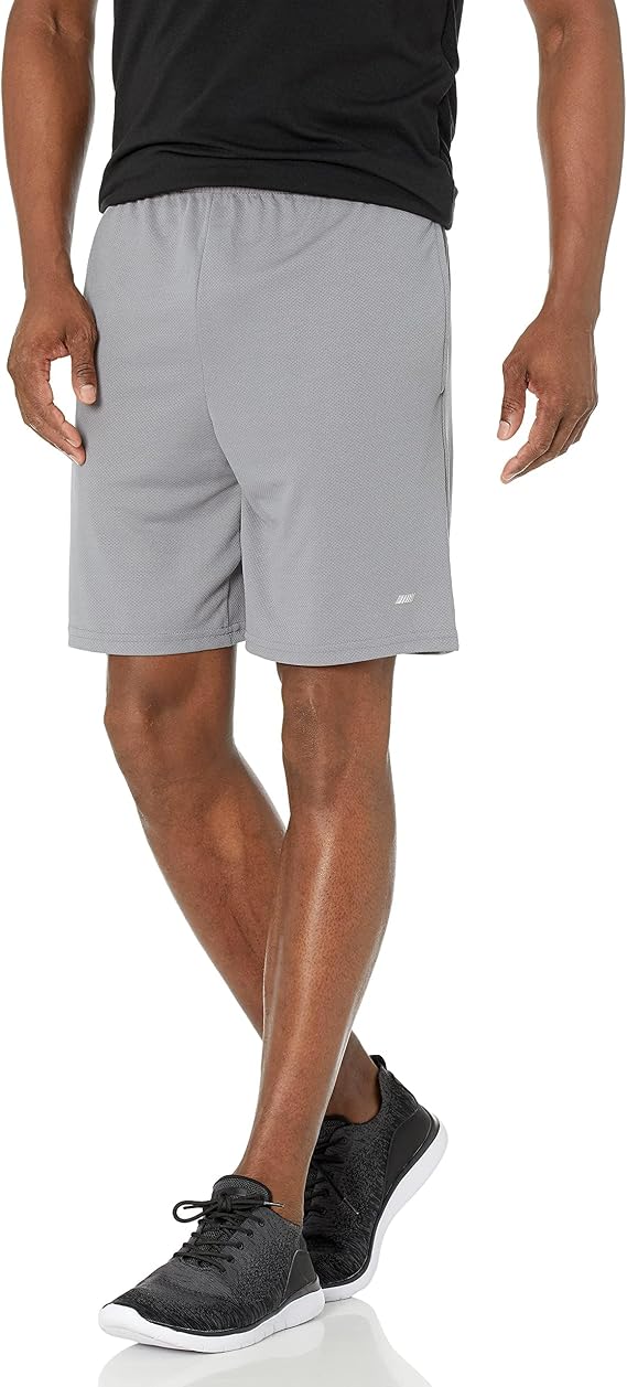 Amazon Essentials Men's Athletic Basketball Gym Shorts, Breathable Moisture-Wicking Loose-Fit with Elastic Waist, Pack of 2