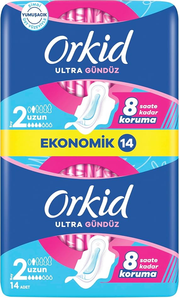 Orkid Ultra Hijyenik Ped Uzun (Boy 2) Ekonomik Paket 14 Adet Ped