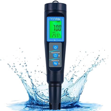 YINMIK Salt Water Pool Meter 5 in 1 pH TDS EC Salt Temp Meter Digital pH value meter automatic temperature compensation pH tester and water tester ideal for pool drinking water