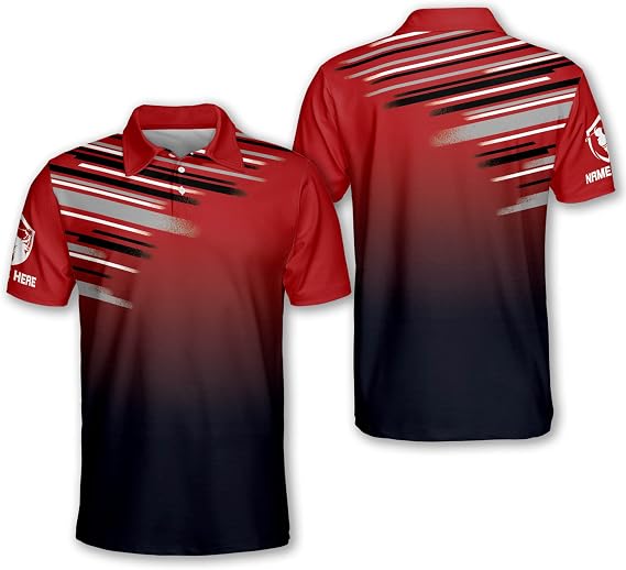 LASFOUR Personalized Funny Golf Shirts for Men, Crazy Golf Shirts for Men, Red Golf Shirts for Men, Golf Gifts Shirts for Men