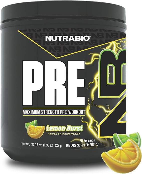 NutraBio Preworkout Powder, Lemon Burst | Explosive Energy, Laser Focus, Extreme Pumps | Pre Workout for Men & Women | Performance, Endurance, Power Complex, Caffeine, Electrolytes