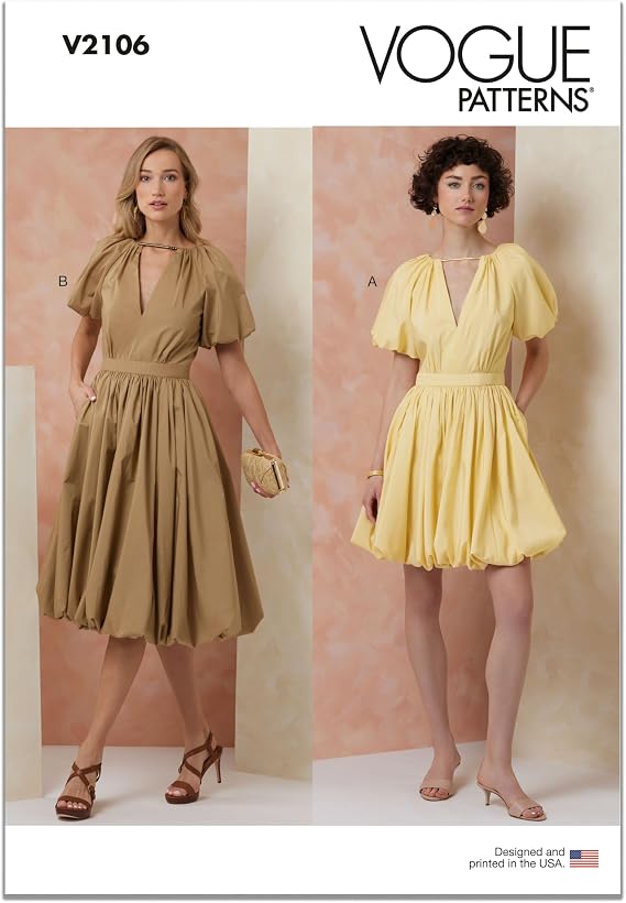 Vogue V2106H5 Misses' Fitted Dress Sewing Pattern Packet, Design Code V2106, Sizes 6-8-10-12-14