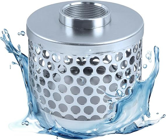Round Hole Suction Strainer Filter, Hose Water Pump Inlet Strainer, Carbon Plated Steel Basket Water Suction Filter Npt Thread, Remove Reduces Debris,Trash, Solids Entering Pump