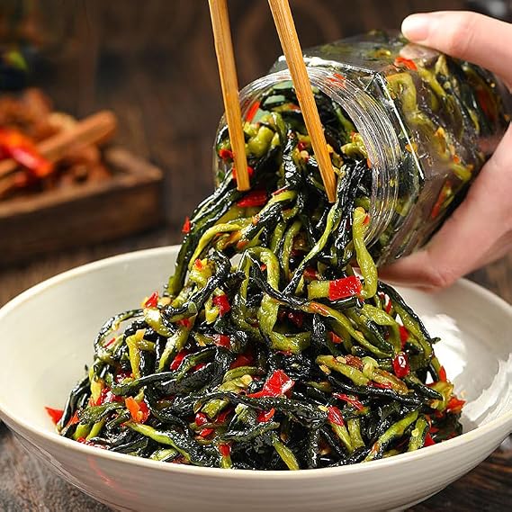 Chili sauce and paste,Homemade Pickles,Chinese pickled vegetables,breakfast side dishes,Ready to eat Spicy Snack,Mixed Noodles Sauce (Crispy cucumber shreds,3 can)