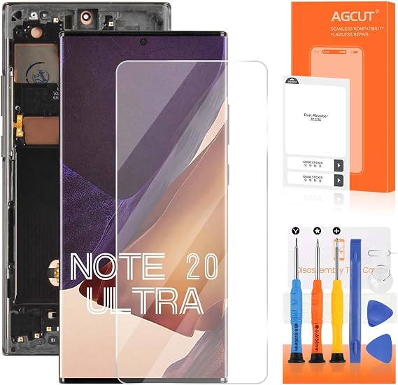 OLED Ultra Screen Replacement for Samsung Galaxy Note 20 Ultra LCD Display SM-N985 SM-N986U LCD Digitizer Touch Assembly Black with Frame Fingerprint Compatible for Samsung Galaxy Note 20