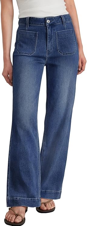 Trendy Queen Women's Wide Leg Jeans High Waisted Straight Leg Jeans Stretchy Baggy Denim Pants