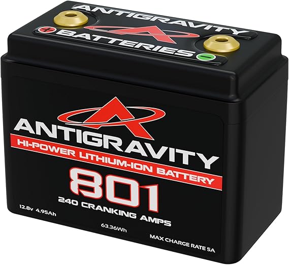 Antigravity Batteries AG-801 Small Case Lithium Starter Battery Lightweight High-Cranking Battery for Performance Motorcycles & Powersports (No BMS)