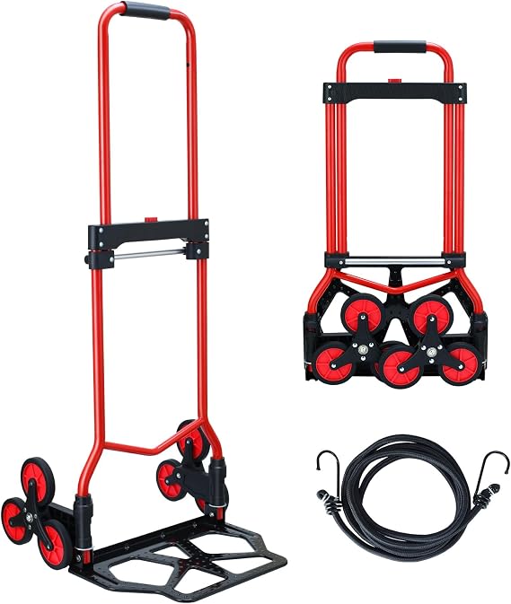 JJSMKCH Stair Climbing Dolly Cart,200 LB Folding Hand Truck(Red)