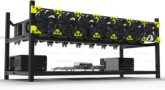 V3C 8-GPU Mining Case Aluminum Stackable Mining Rig Open Air Frame Case with Fan Mount - Ethereum(ETH,ETC)/ZCash(ZEC)/Monero(XMR)/Bitcoin(BTC)/Siacoin(SC)