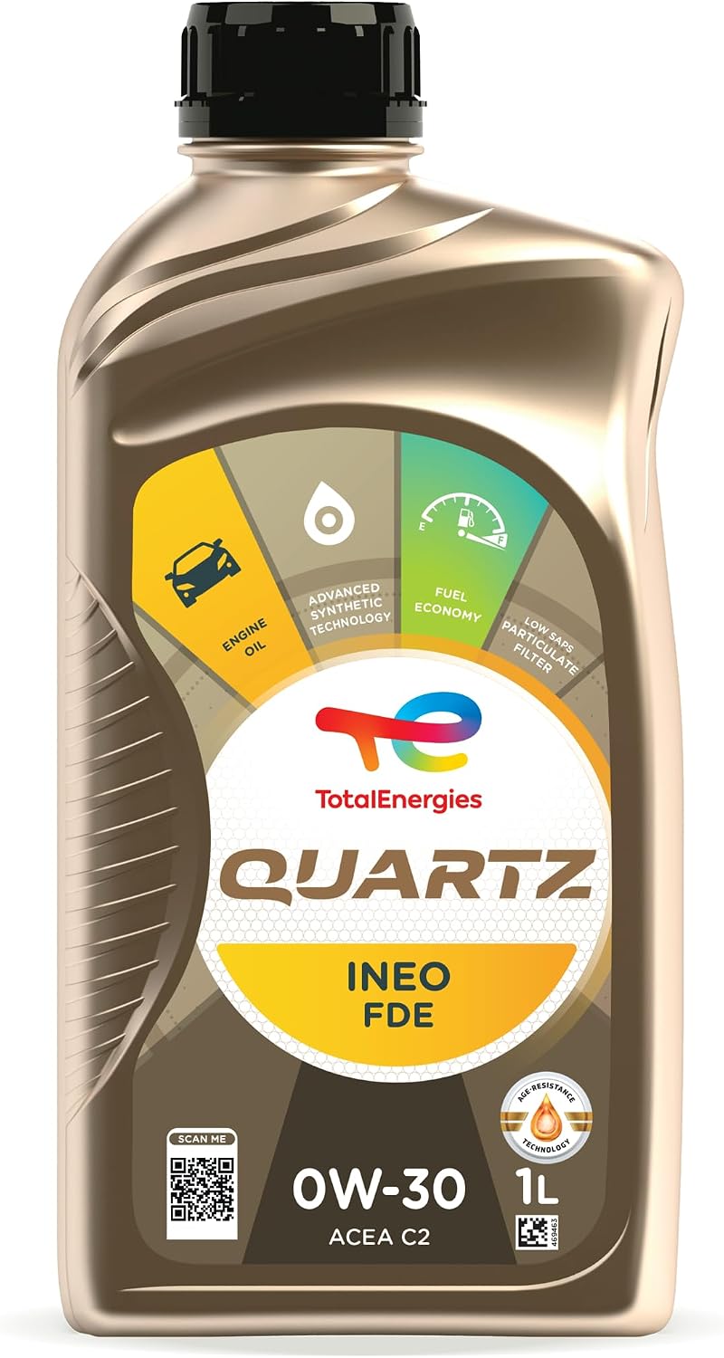 TotalEnergies Quartz INEO FDE 0W30 Engine Oil - ACEA C2, API SN - Approved by FORD WSS-M2C-950-A, STJLR.03.5007 - Low SAPS Age-Resistance Technology Advanced Synthetic Motor Oil Lubricant - 1L