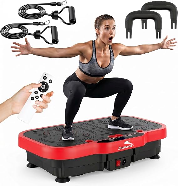 Zoomsnail Vibration Plate Exercise Machine, 8000 Vibrations/min Adjustable Fitness Platform, 400 Lbs Capacity Whole Body Workout Extra Large Size Platform with Bluetooth for Weight Loss, Women & Men