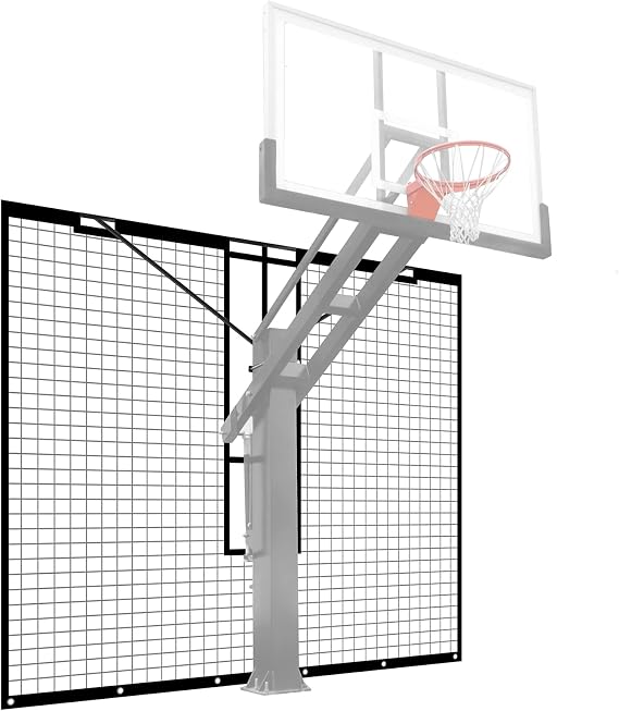 Basketball Yard Guard Defensive Net System - Heavy Duty 12FT x 10FT Rebounder with Foldable Net,Basketball Returns Net Made for Basketball Hoops with a 12x8, 8x6, 6x6 or 5x5 Main Pole.