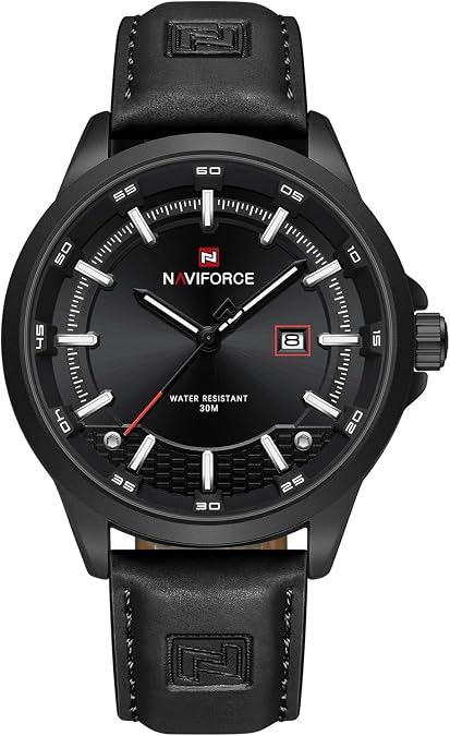 NAVIFORCE Mens Minimalist Waterproof Quartz Leather Strap Watches with Auto Date