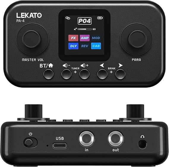 LEKATO Multi-Effects Guitar Pedal with 80 Presets, 6 Effects Modules, 20 Amp Models, 20 IR Cabinet Simulation, USB OTG Audio Recording with App & BT, Portable Guitar Bass Effects Processor