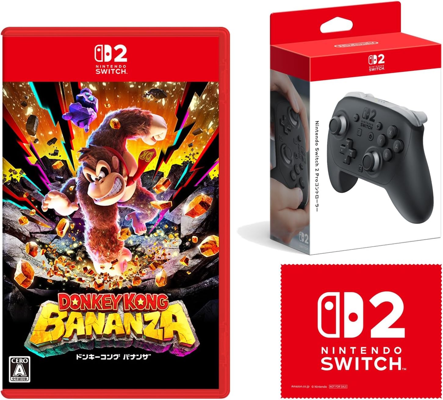 ドンキーコング バナンザ -Switch2 ＆任天堂純正品Nintendo Switch 2 Proコントローラー 特典 Nintendo Switch 2 ロゴデザイン マイクロファイバークロス 同梱