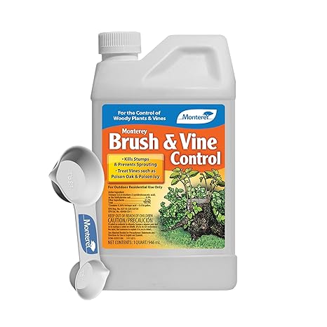 Monterey Brush and Vine Control Bundled with Measuring Spoon - Kills Stumps & Prevents Sprouting, Treats Poison Oak, Poison Ivy - 1 Quart