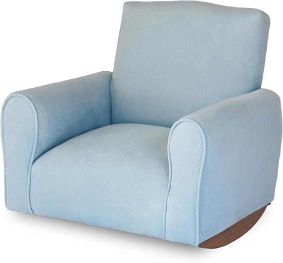 Kid Rocking Chair for Toddlers, Child Chair for Little Kids, Upholstered Toddler Armchair for Children, Comfy and Cute Little Kid Chairs (Rockers, Light Blue)