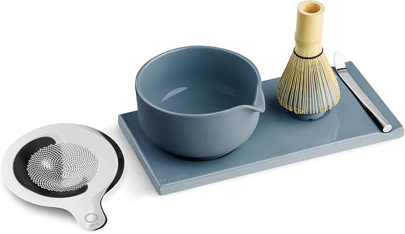 Fellow Matcha Set, 6-Piece Ceramic Matcha Bowl Kit with Display Tray