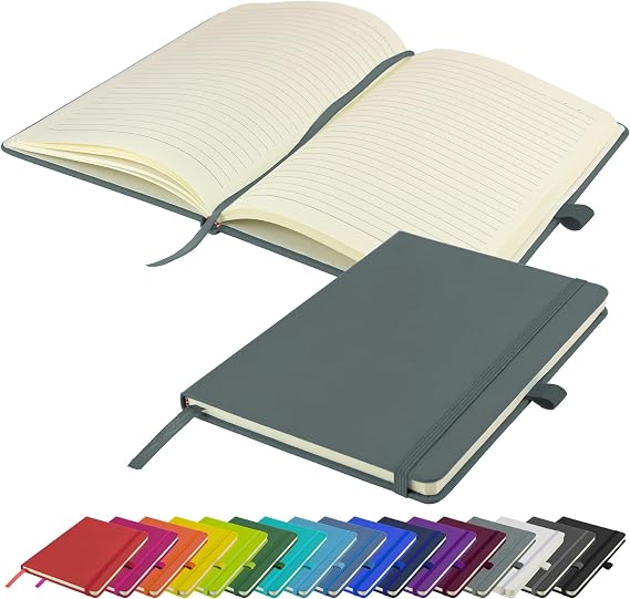 A5 Notebook Ruled Hardcover Diary Notepad Notes Diary (Grey)