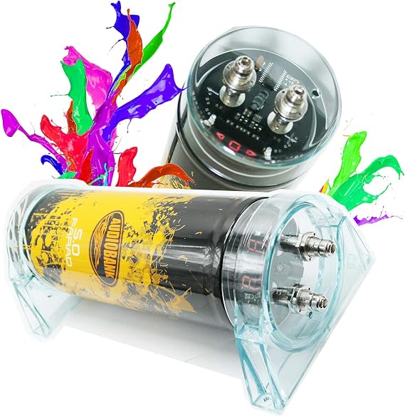Audobank AB-5.0 5 Farad Digital Capacitor for Car Audio Including Power 12Volts Digital Red 3 Digit Voltage Display and Chrome Plated Battery Post Lightning LED