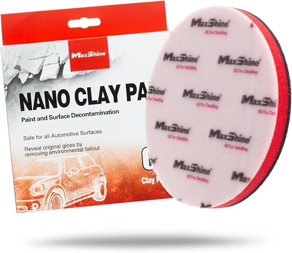 Maxshine Universal 6" Fine Grade Clay Pad Reusable Clay Disc for Car Detailing, Removes Overspray, Brake Dust, Sap & Water Spots Works by Hand or Machine Fast & Long-Lasting Decontamination