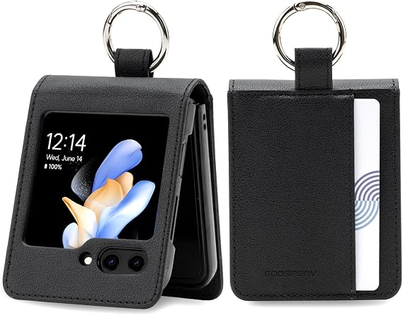 GOOSPERY Basic Diary Compatible with Samsung Galaxy Z Flip 6 Case, Card Holder, Pocket Storage, Premium PU Leather, Key Ring Wallet Cover - Black