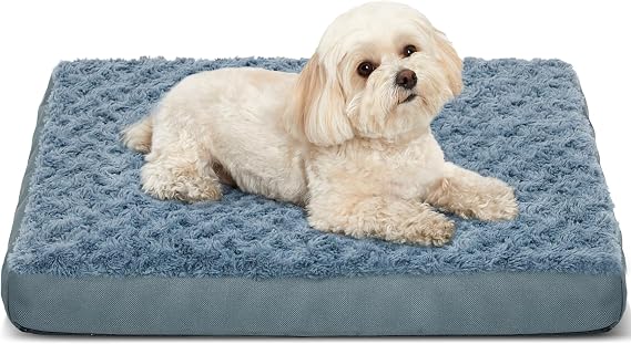 Orthopedic Dog Beds for Crate with Removable Washable Cover Egg-Crate Foam Pet Pad Mat with Anti-Slip Bottom,Waterproof Dog Beds Small Sized,20x16 Inch