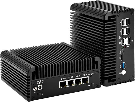CWWK Mini PC, Firewall Mini PC, Celeron J6413, Firewall Router, 4 x 2.5G LAN, Fanless Mini Computer, OPNsense Micro Appliance, Fanless Mini PC, No RAM/SSD/OS, 2 x M.2 NVMe, 2-SATA, 2HD, USB-C, TF