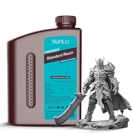 SUNLU Upgraded 2KG Standard 3D Printer Resin, 405nm UV-Curing Resin LCD/DLP/SLA 3D Printers, High Compatibility 3D Printer Resin, 2000g Grey