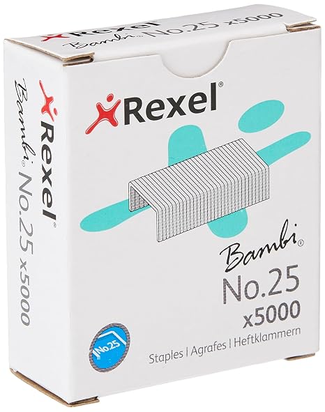Rexel No.25 Small Staples, for Stapling up to 10 Sheets, Use with Mini Staplers, Box of 5000, 5025