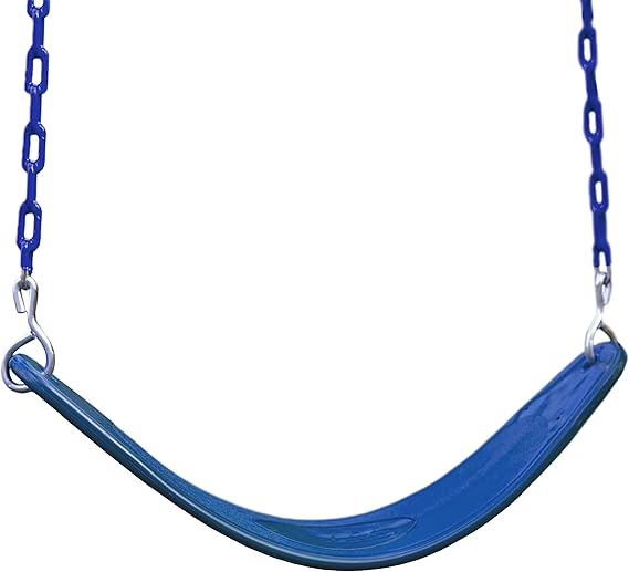 Swing-N-Slide WS 4883 Extreme-Duty Swing Seat with Comfort Coated Chains, Blue Seat with Blue Chains