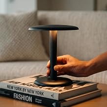 Brightech Zeno Cordless LED Table Lamp - Small 7.5in Touch Dimmable Bedroom, Side Table, End Table, Desk - Modern Rechargeable Portable Bedside, Living Room Light, Great for Outdoor, Camping - Black