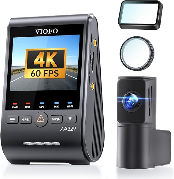 Bundle: A329S 2CH+CPL-600VIOFO A329S 4K 60FPS Dash Cam Front and Rear, 4K+2K Dual Dash Camera for Cars, Power Saving Parking Mode, Wi-Fi 6 App Control, Dual STARVIS 2 Sensors, Supports up to 4TB SSD