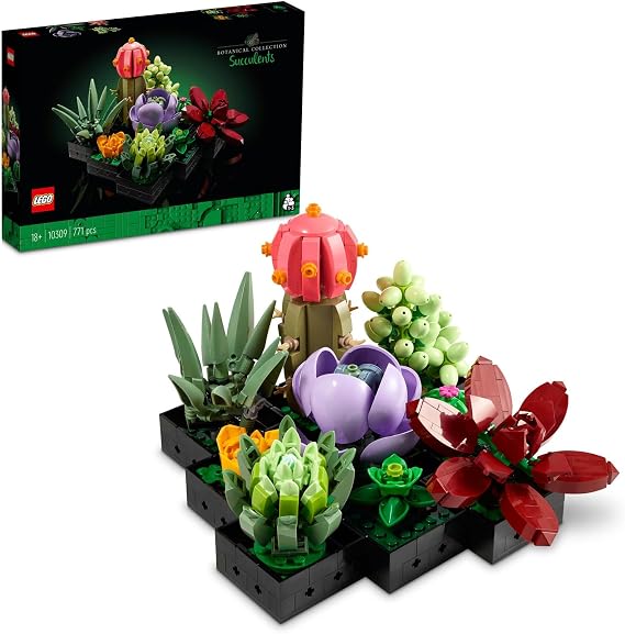 LEGO Botanicals Sukulentler 10309 – Yetişkinler için 9 Farklı Bitki ve Saksı İçeren Dekoratif Yaratıcı Yapay Çiçek Modeli Yapım Seti, Kadınlar ve Erkekler için Sevgililer Günü Hediye Fikri (771 Parça)
