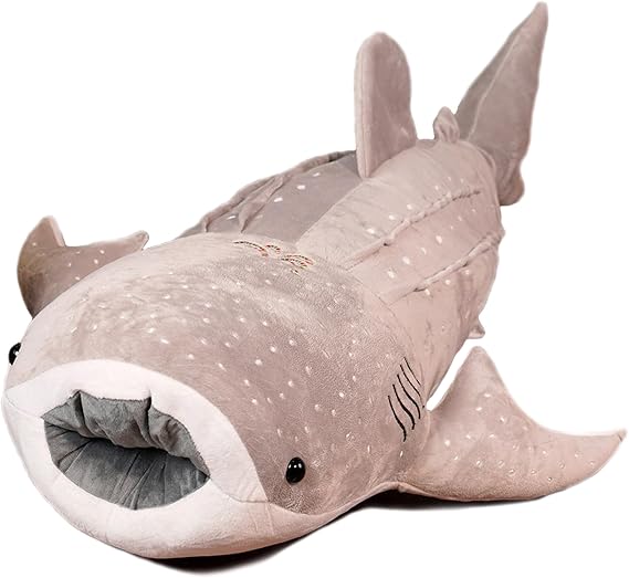 Gray Whale Shark Stuffed Animal 19.5 Inch Cuddly Whale Shark Plushie Shark Plush Pillow for Kids and Adults, Ocean Animal Gift for Shark Lovers