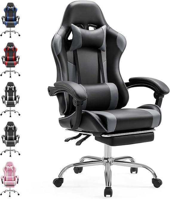 Sweetcrispy Gaming Chair Ergonomic Office Chair Grey
